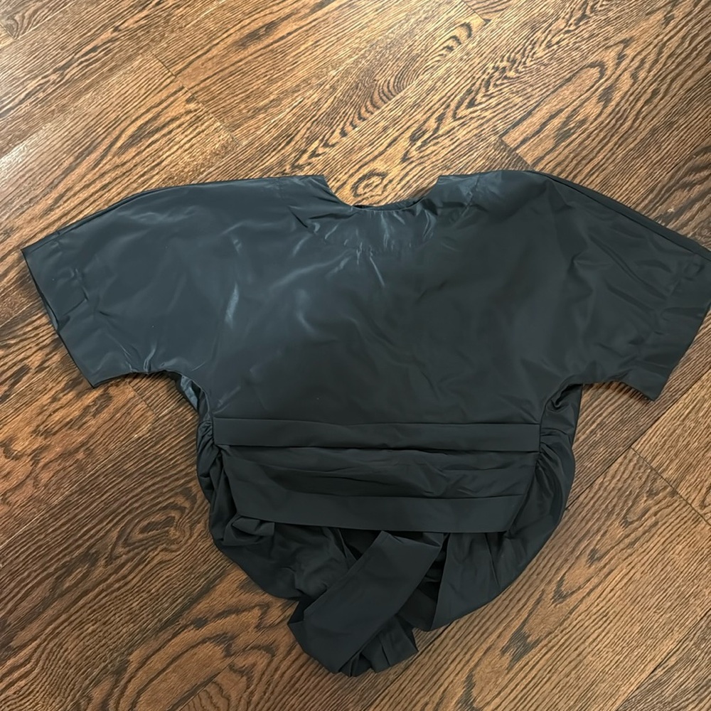 STAUD Black Draped Wrap Top